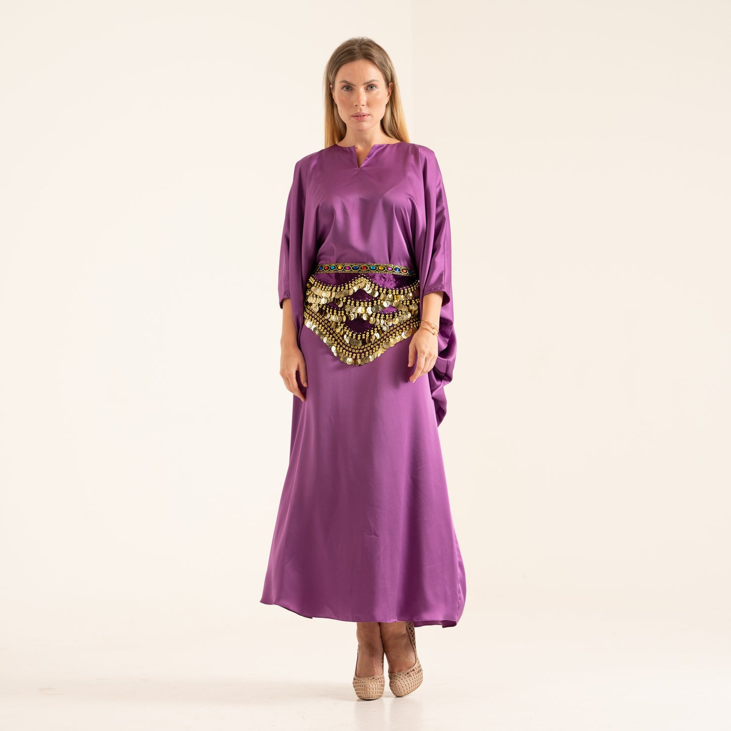 LA REINE - Silk satin batwing kaftan
