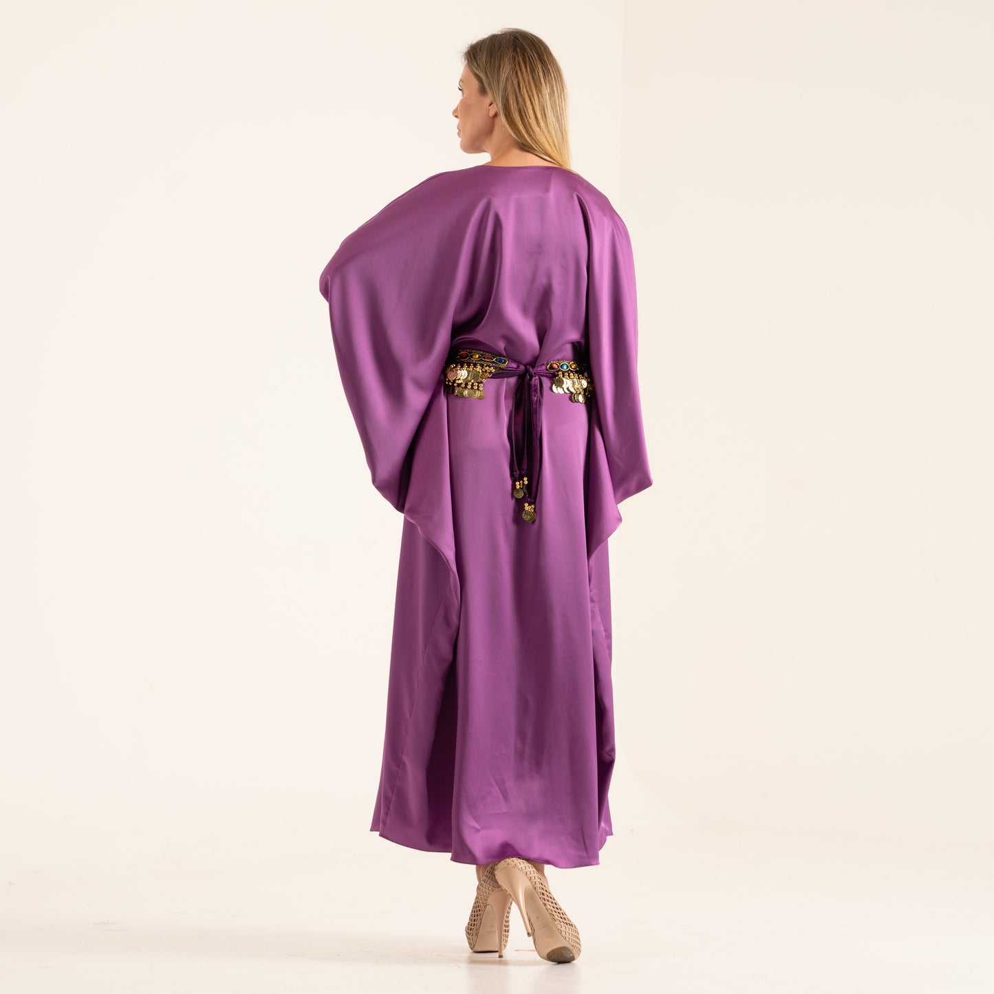 LA REINE - Silk satin batwing kaftan