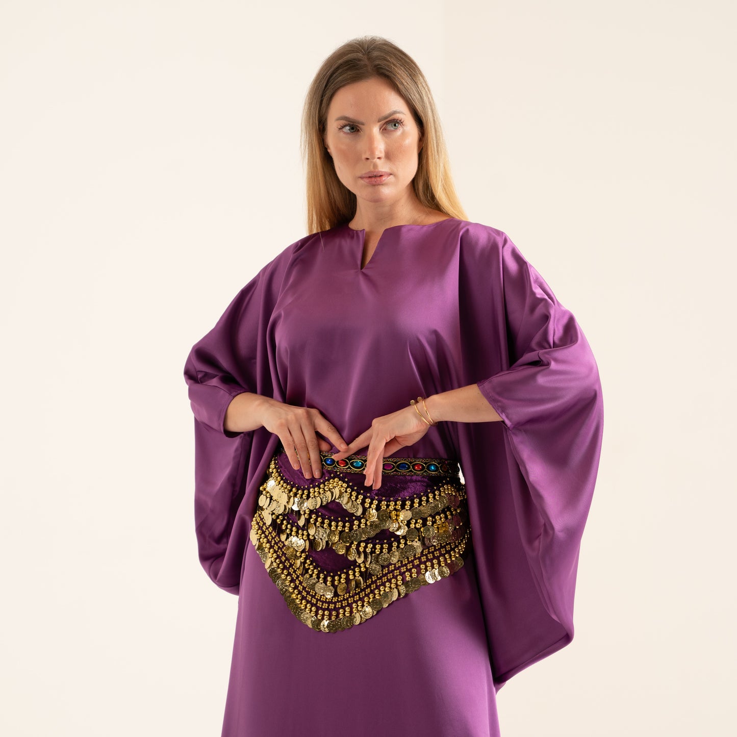 LA REINE - Silk satin batwing kaftan
