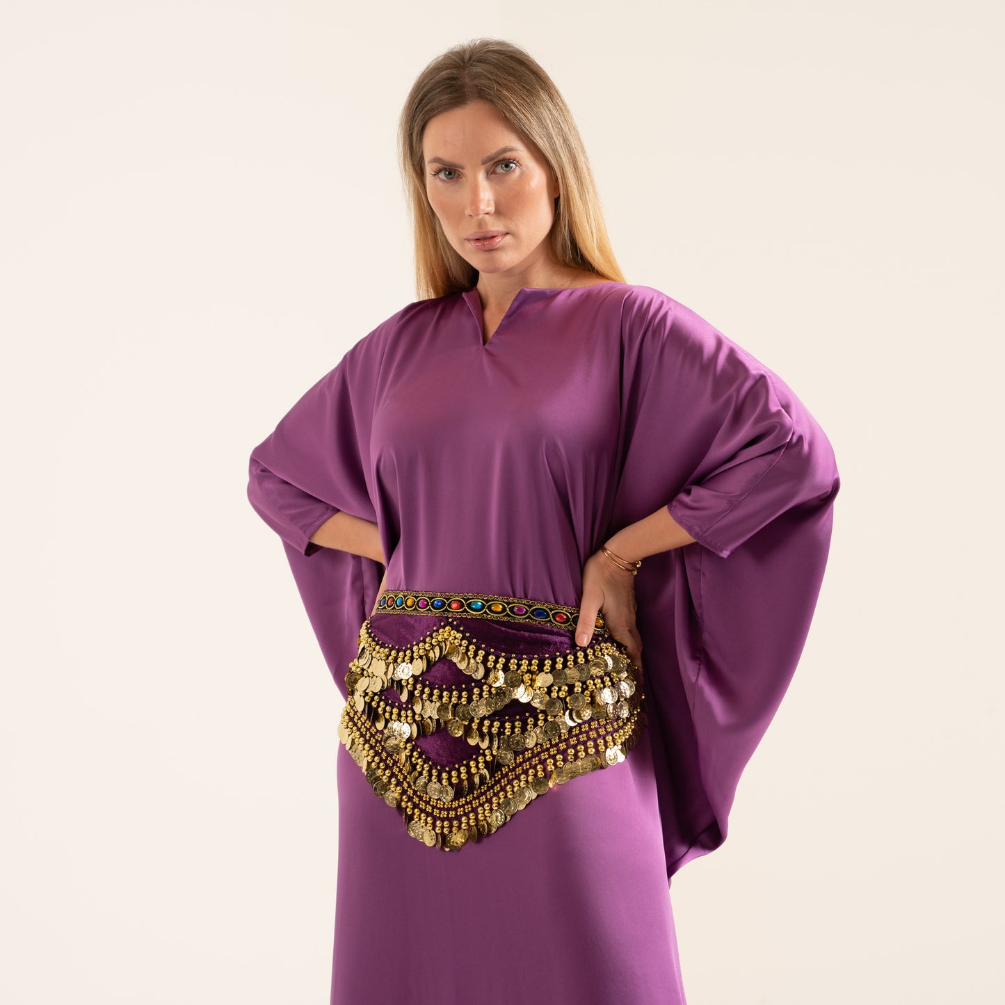 LA REINE - Silk satin batwing kaftan