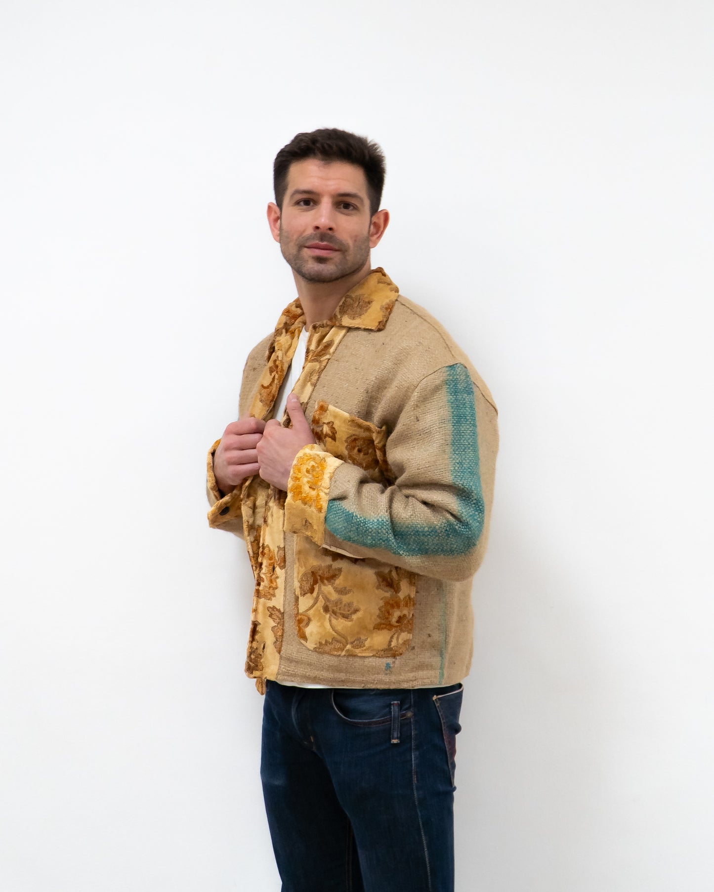 ANOURI - Unisex Brown & Yellow Burlap Jacket