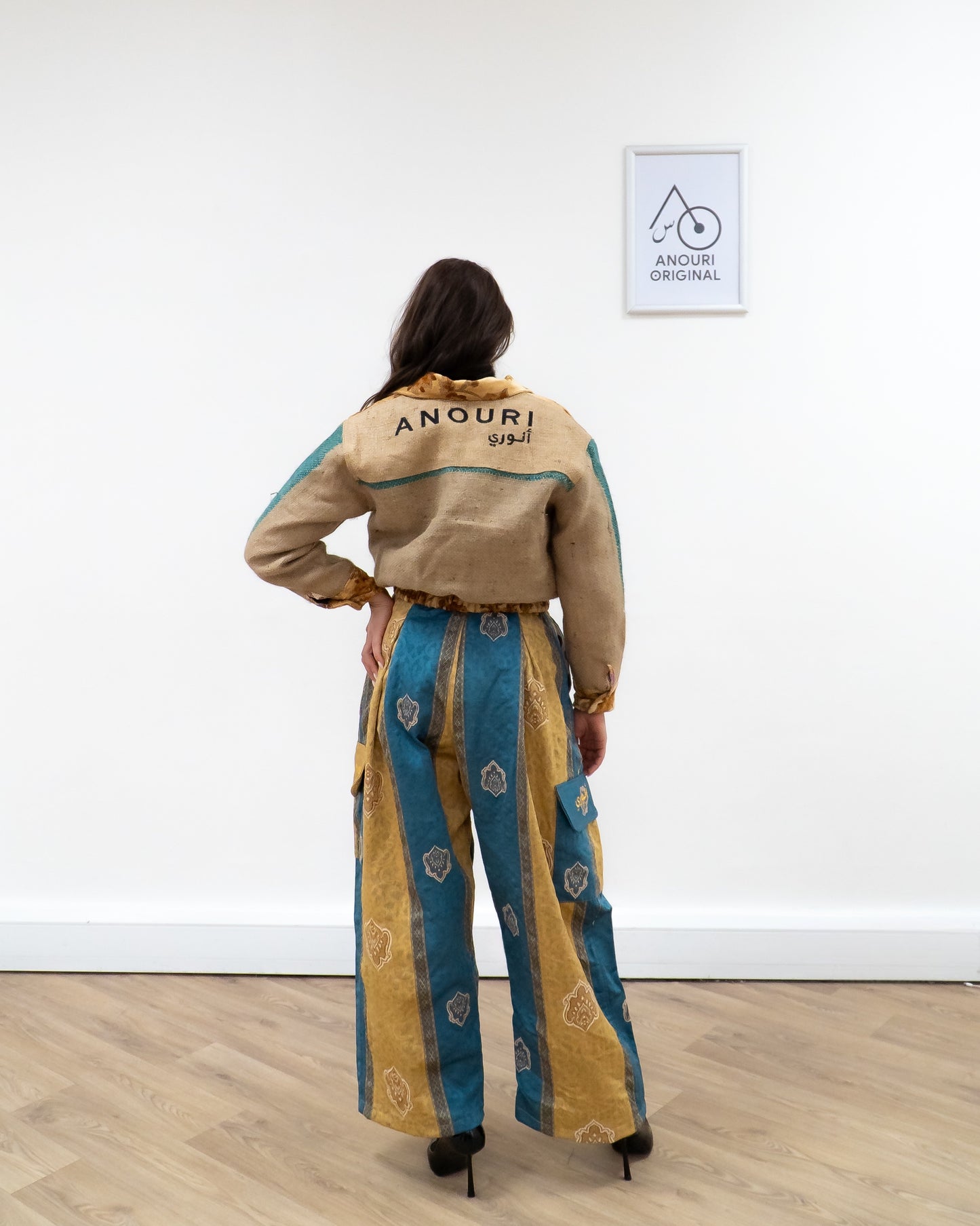ANOURI - Crop Yellow Burlap Jacket