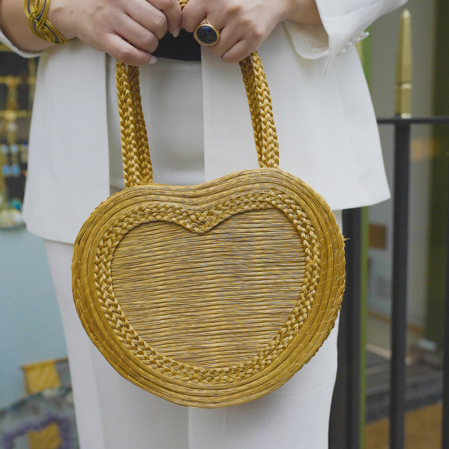 TREASURES OF BRAZIL - Handcrafted Natural Golden Grass Bag