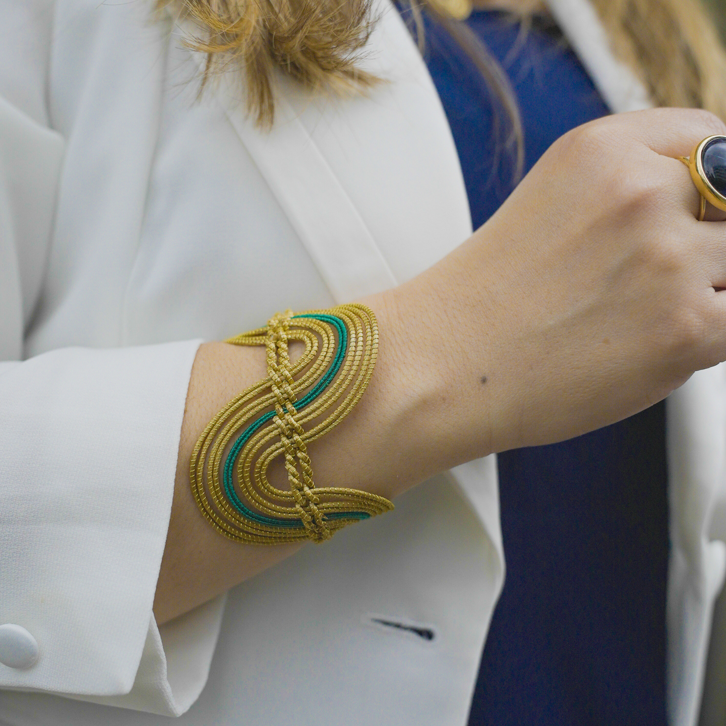 TREASURES OF BRAZIL - Handcrafted Natural Golden Grass Cuff Bracelet