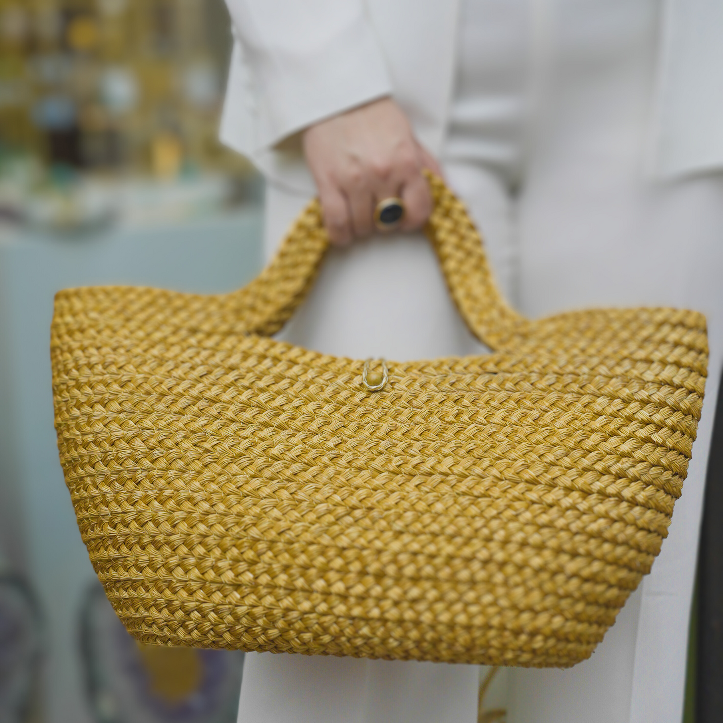 TREASURES OF BRAZIL - Handcrafted Natural Golden Grass Bag