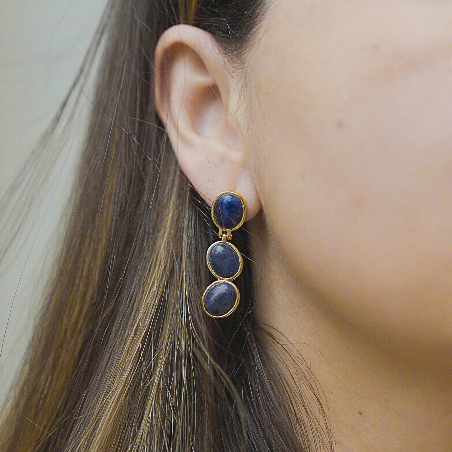 TREASURES OF BRAZIL - Handcrafted 18K Gold Plated with natural Sodalite Stones.