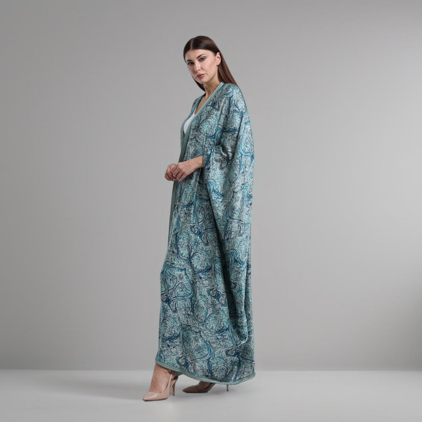 LA REINE - Printed silk abaya