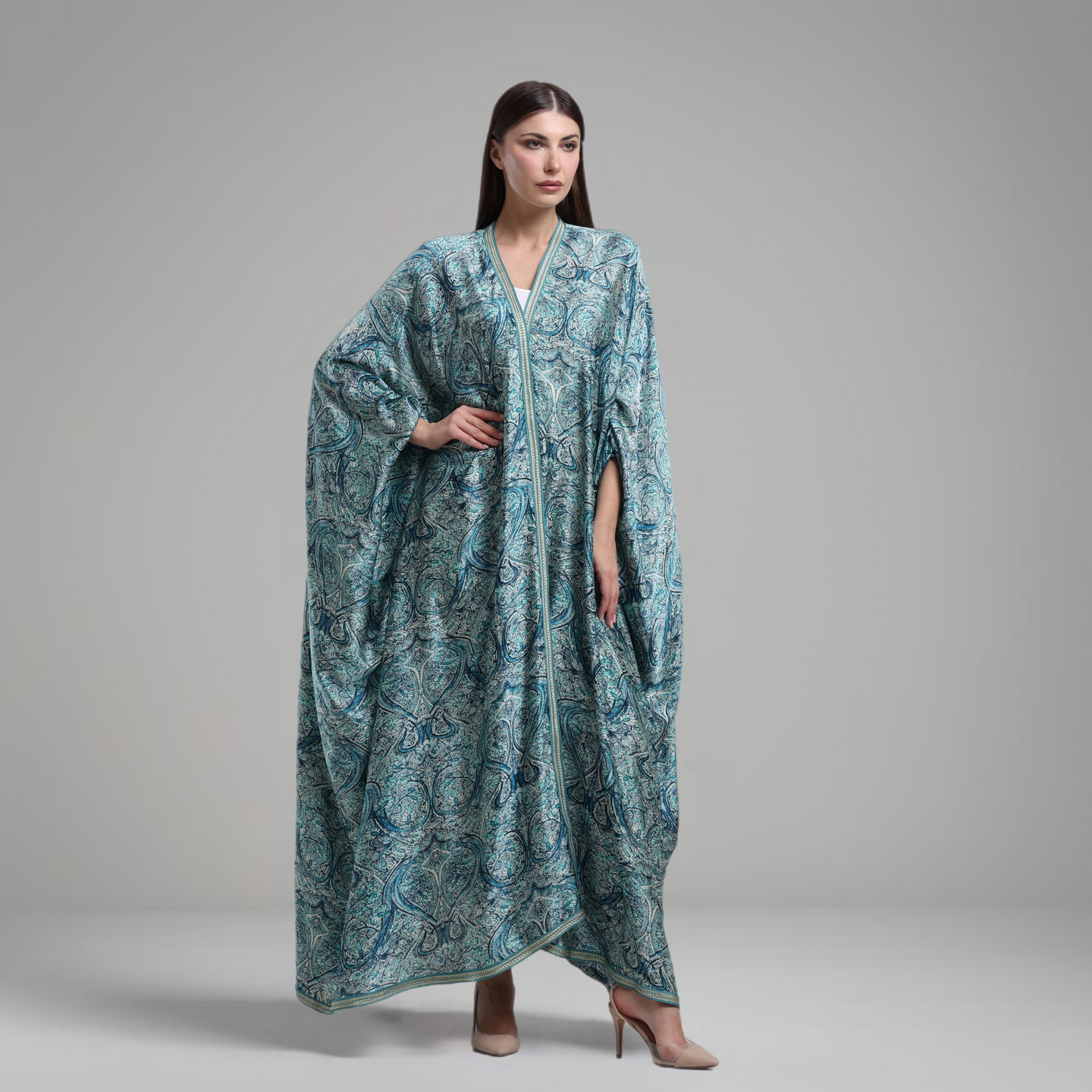 LA REINE - Printed silk abaya