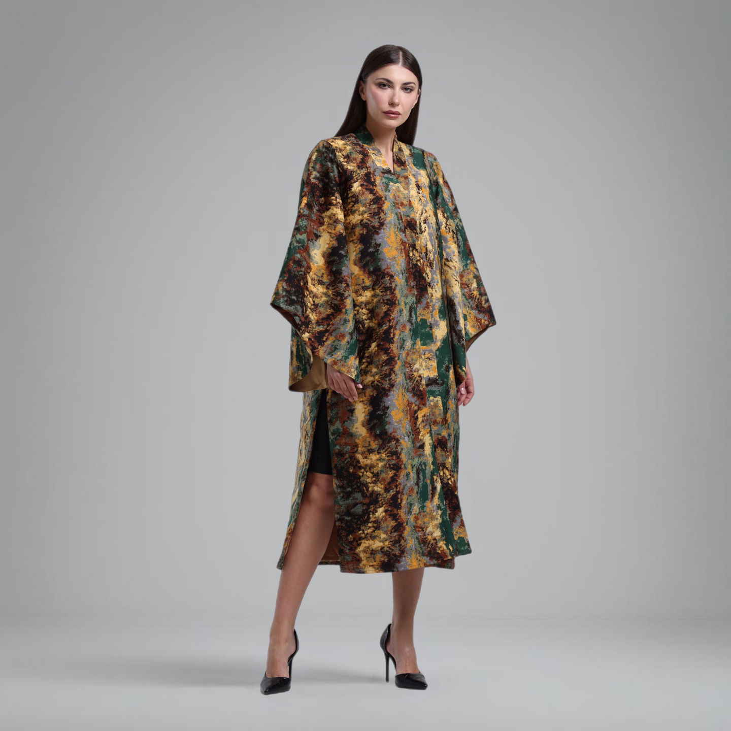 LA REINE - Printed satin kimono