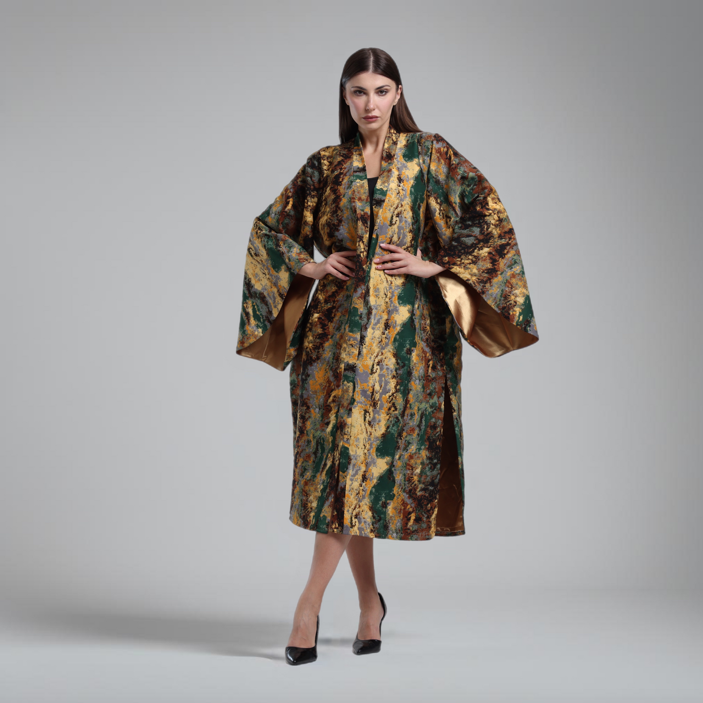 LA REINE - Printed satin kimono