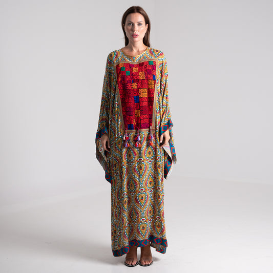 LA REINE - Kimono sleeve embroidered kaftan