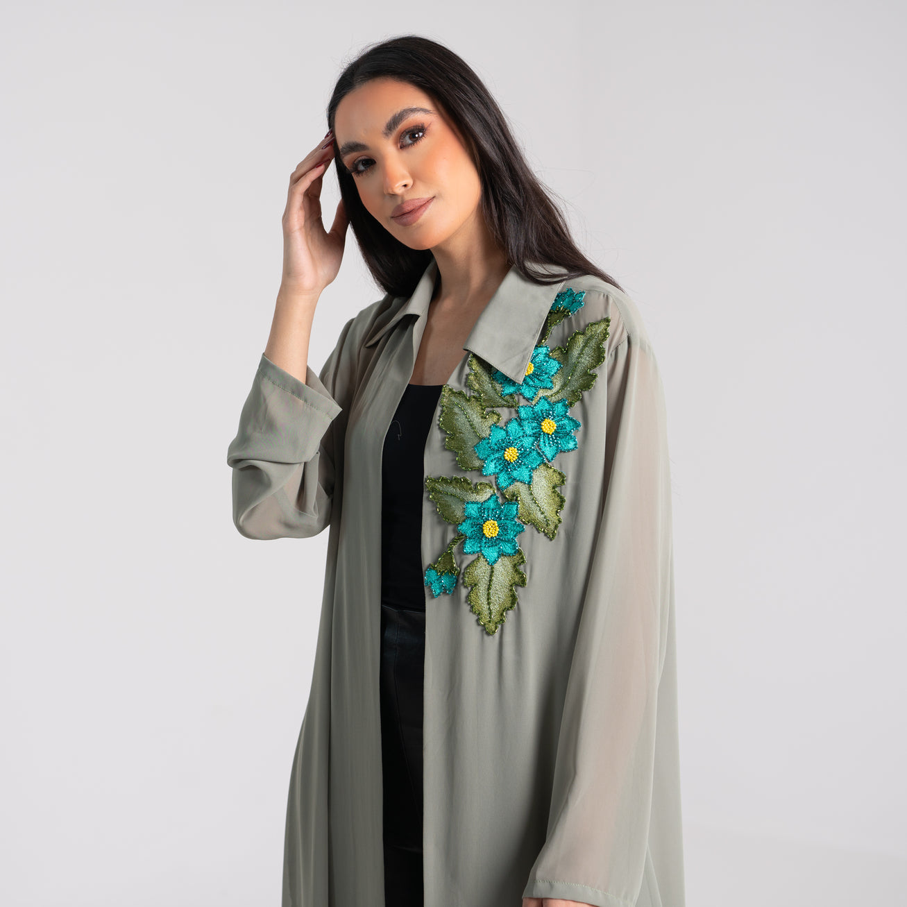 NOBLESSE - Chiffon embroidered kimono