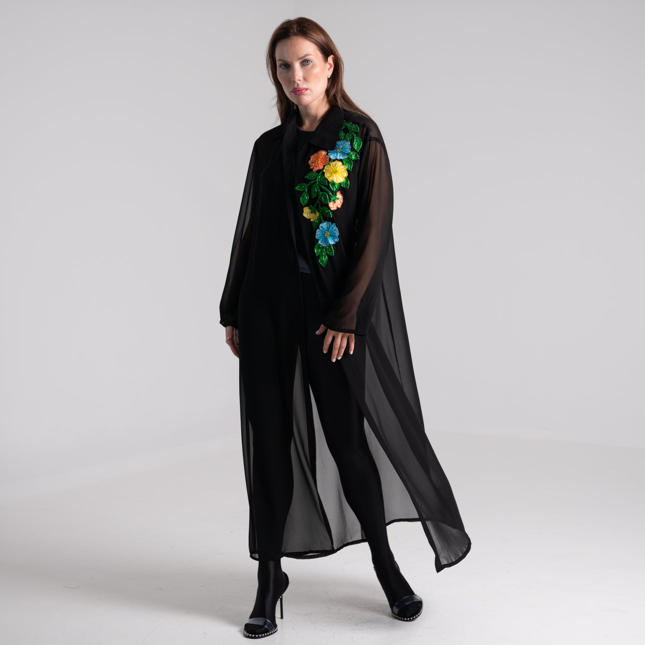 NOBLESSE - Chiffon embroidered kimono