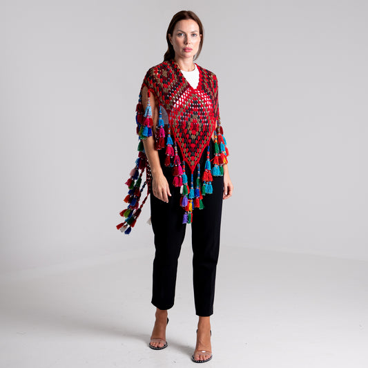 LA REINE - Crochet embellished poncho