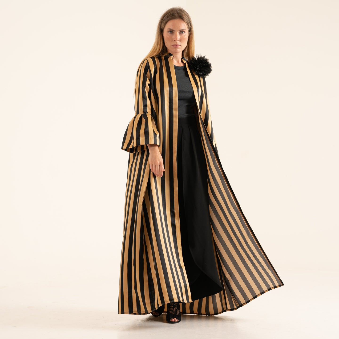 DALSH DESIGNS - Striped taffeta abaya