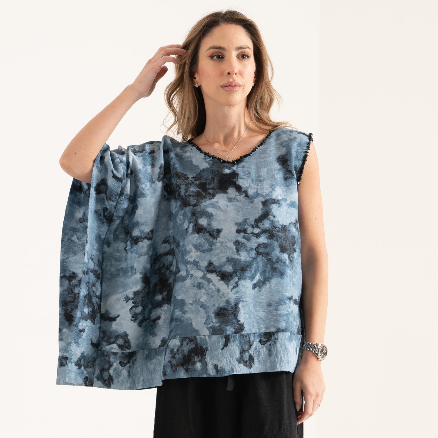 DALSH DESIGNS - Tie-dye asymmetrical poncho