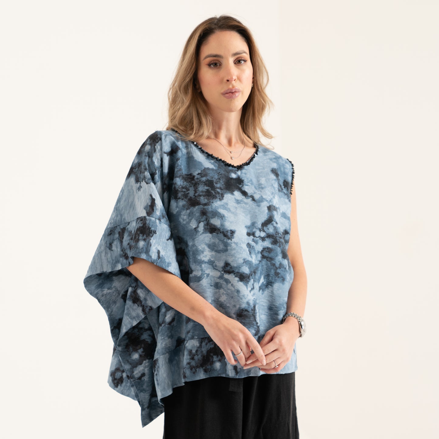 DALSH DESIGNS - Tie-dye asymmetrical poncho