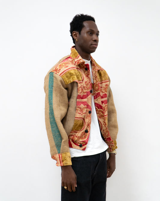 ANOURI - Unisex Red & Yellow Burlap Jacket