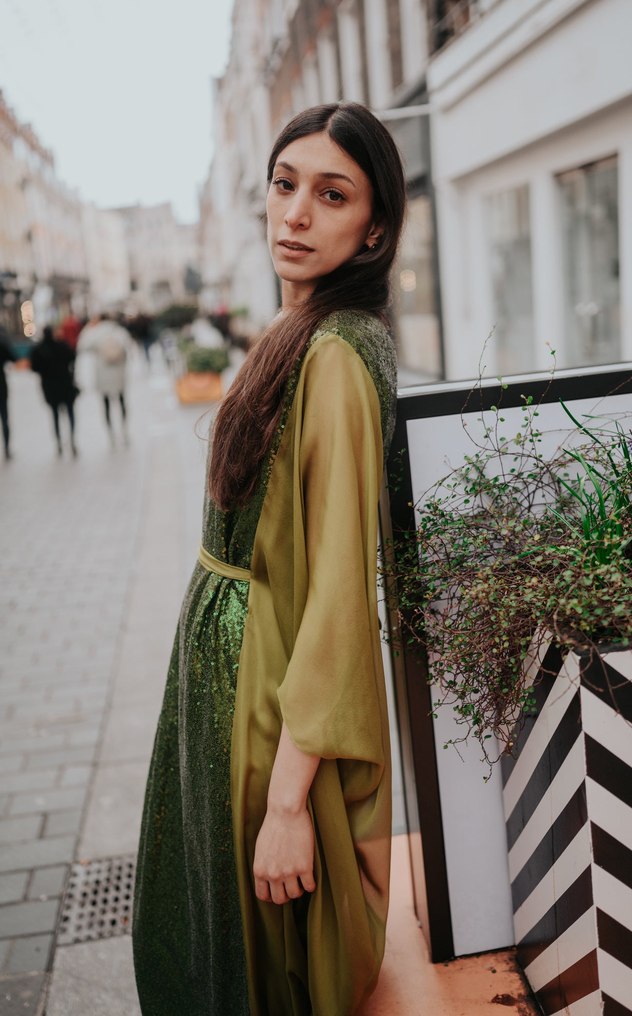 NOBLESSE - Silk chiffon and sequin belted kaftan