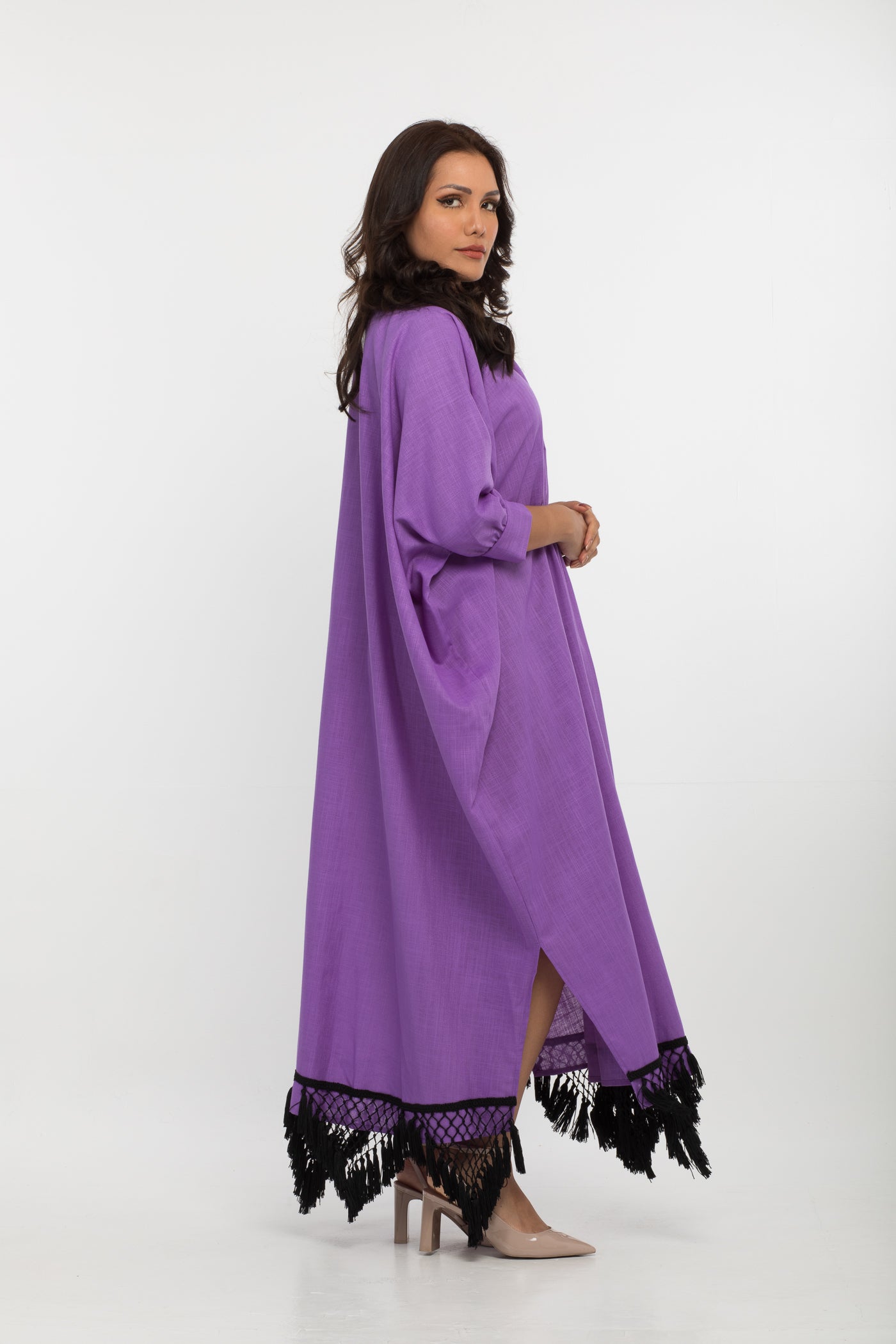 YARAKECH - Purple cotton kaftan and turban set