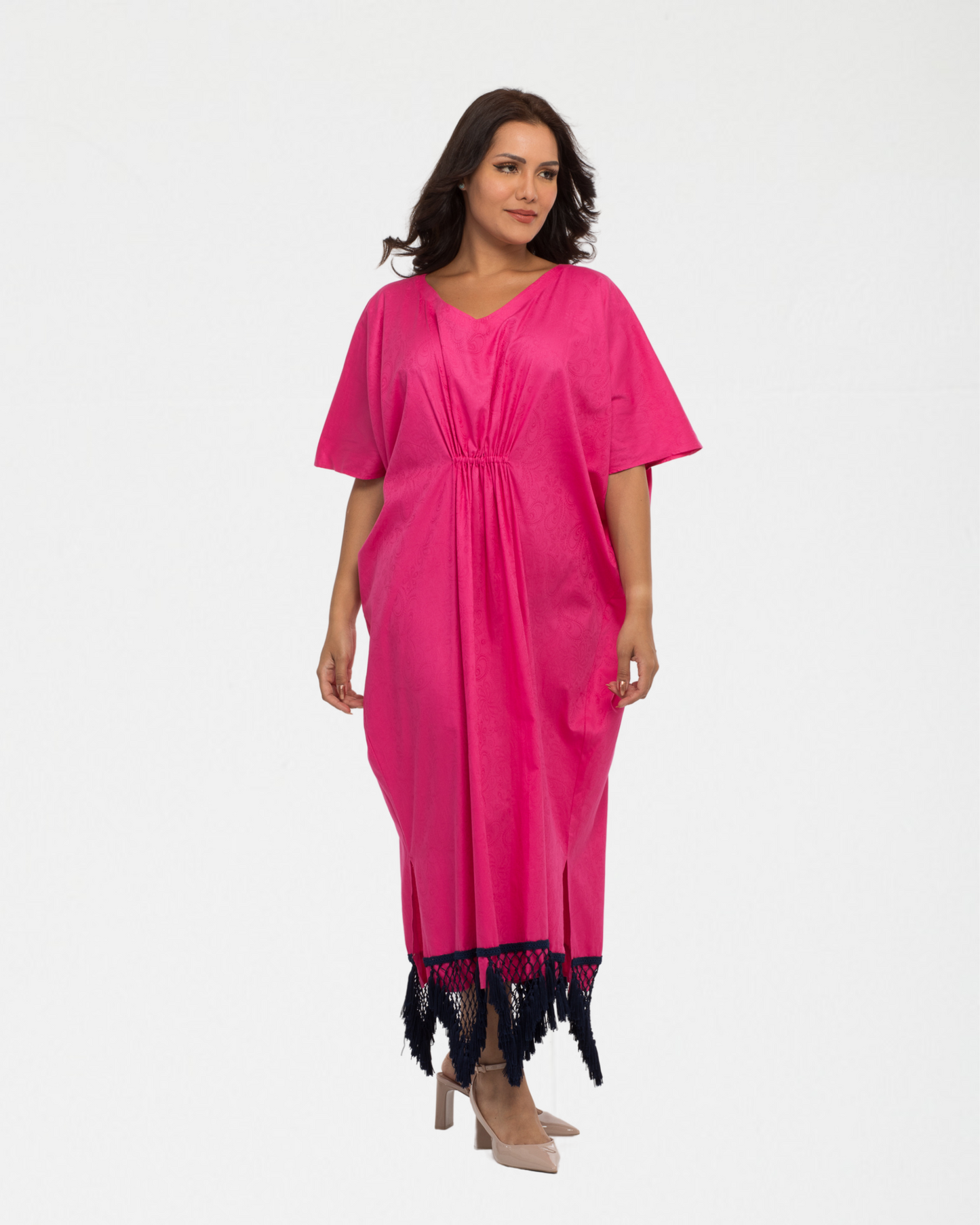 YARAKECH - Pink cotton kaftan and turban set