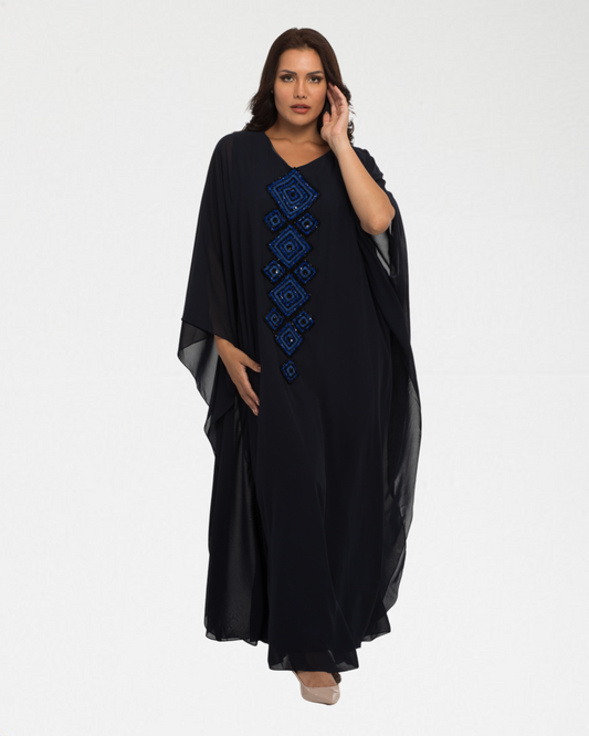 NOBLESSE - Chiffon batwing crochet kaftan