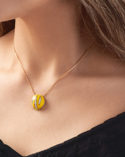 The Soul Of - "Enamel" Yellow enamel and white diamonds necklace