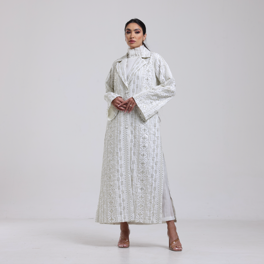 DALSH DESIGNS - Embroidered Jacket and Organza Dress 2-Piece Set - Off-White