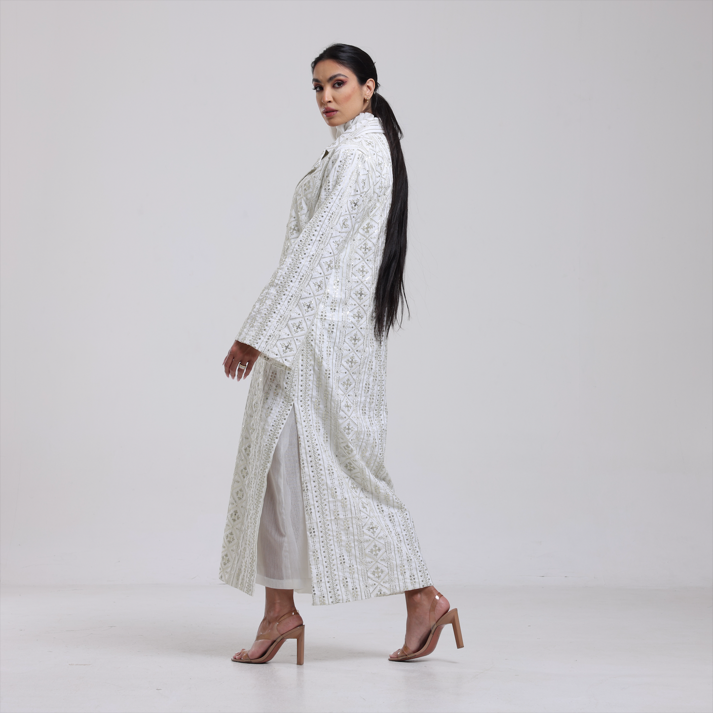 DALSH DESIGNS - Embroidered Jacket and Organza Dress 2-Piece Set - Off-White