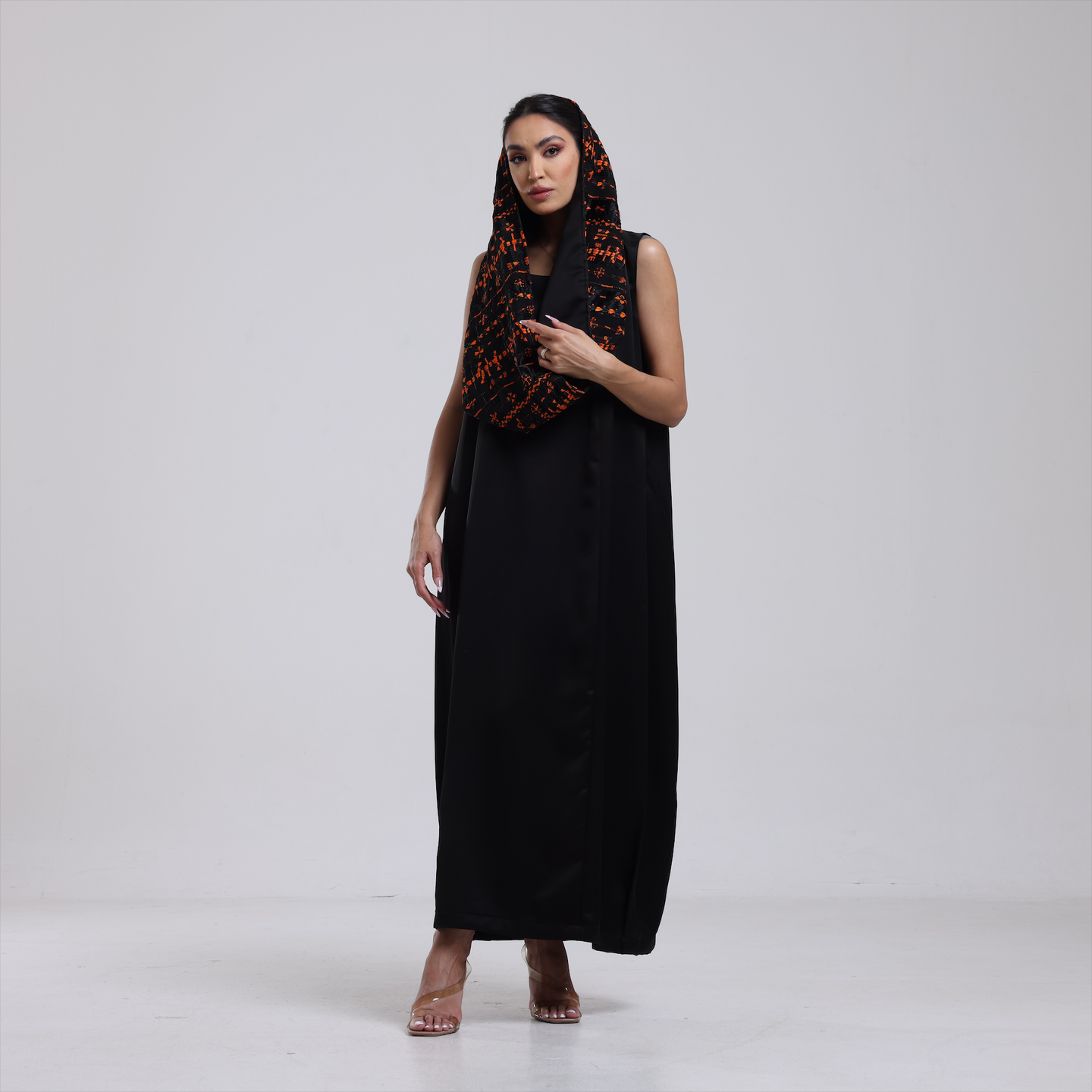 DALSH DESIGNS - Black Crepe Dress with Siwa Embroidered Neck Piece