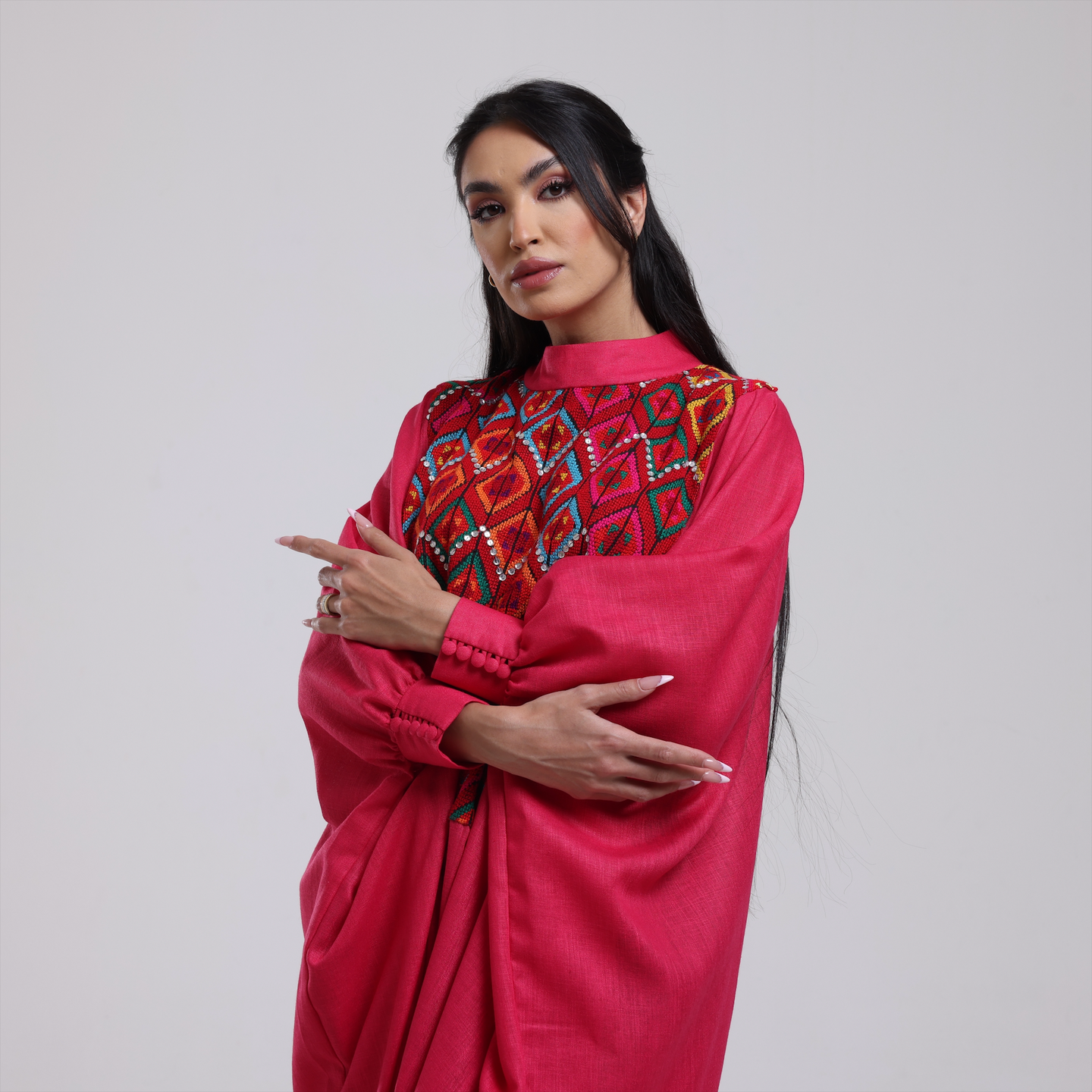 DALSH DESIGNS - Fuchsia Harem Jumpsuit with Siwa Embroidery