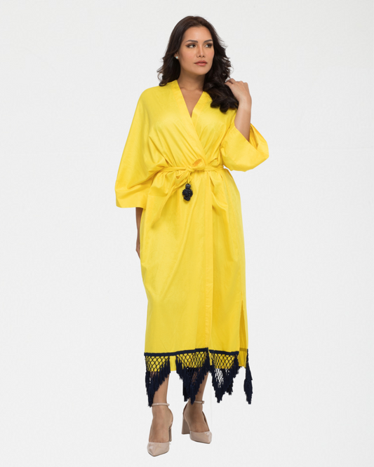 YARAKECH - Yellow cotton kaftan and turban set