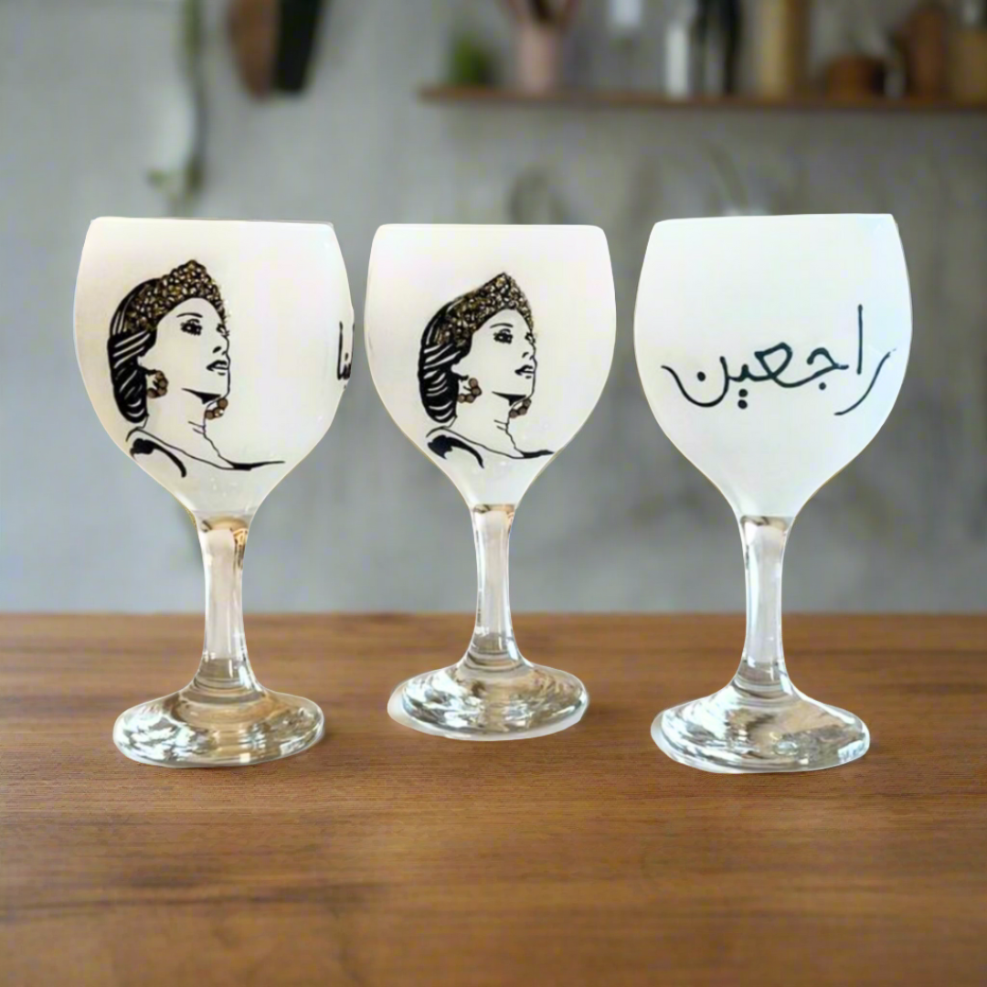 SCARLET BOUTIQUE - Hand-Painted artist portrait long stem glasses (per piece)