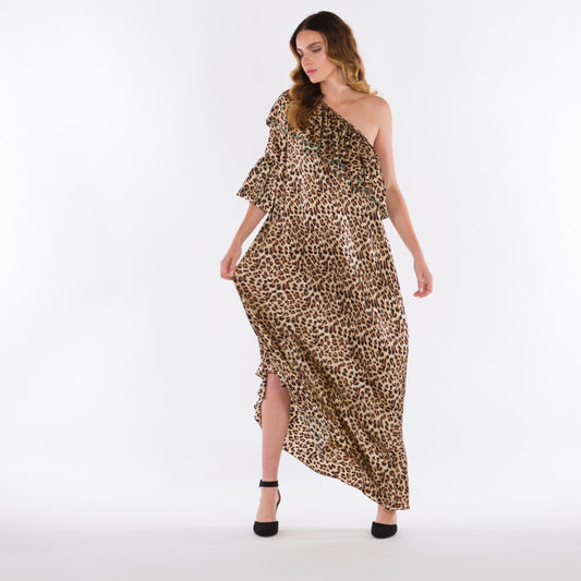 LA REINE - Silk Leopard Print Dress