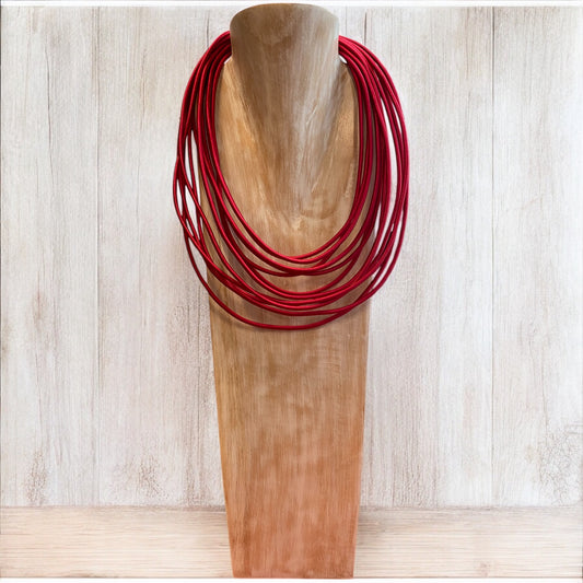 Lavish - Red Handmade Moroccan Silk Necklace