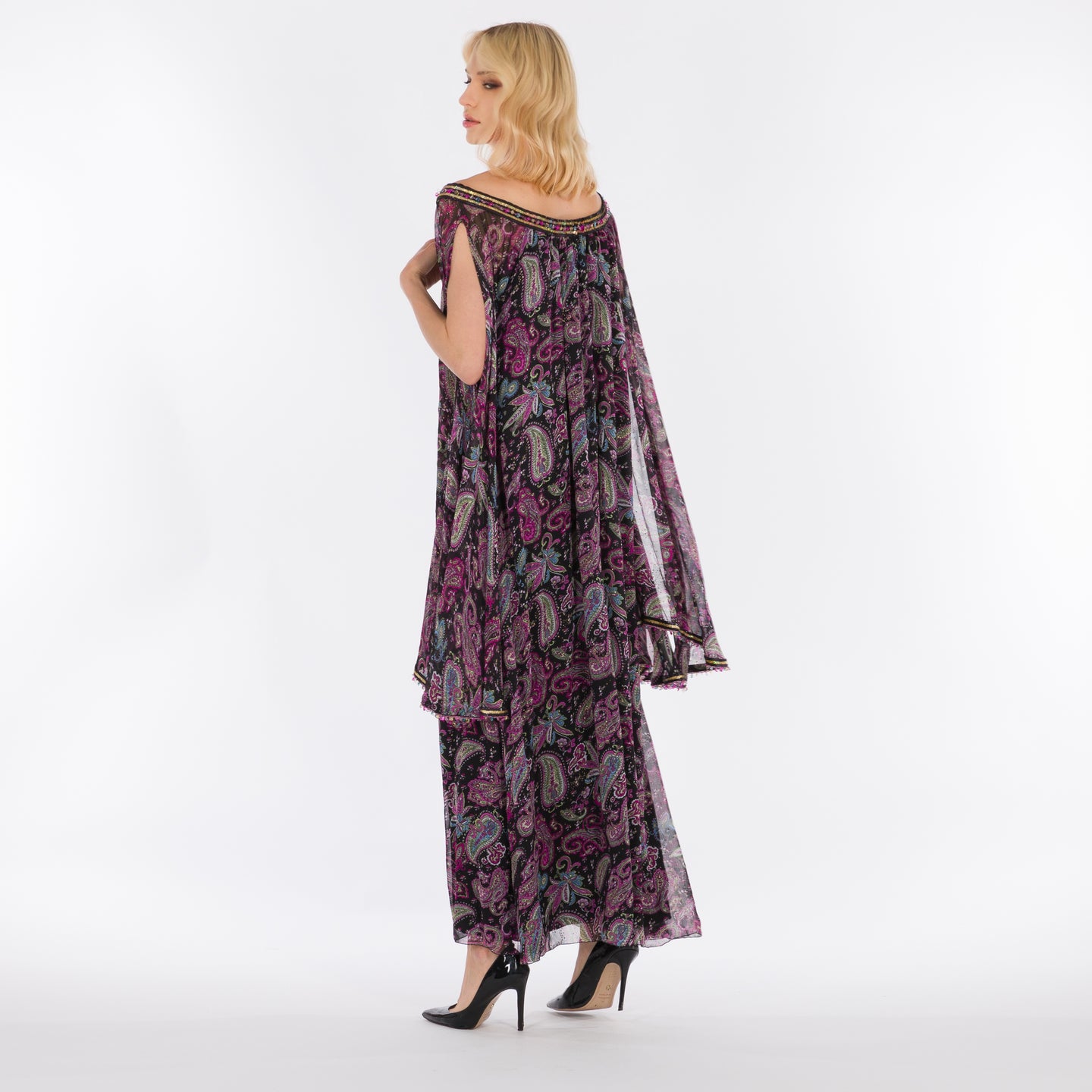 LA REINE - Chiffon purple kaftan