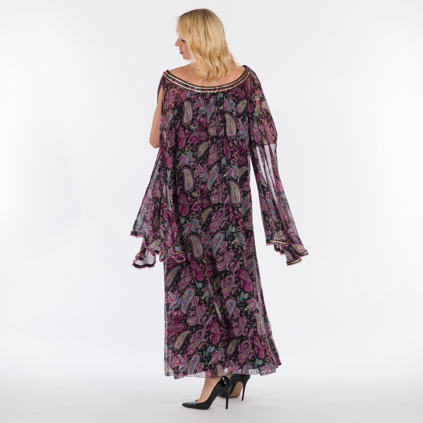 LA REINE - Chiffon purple kaftan