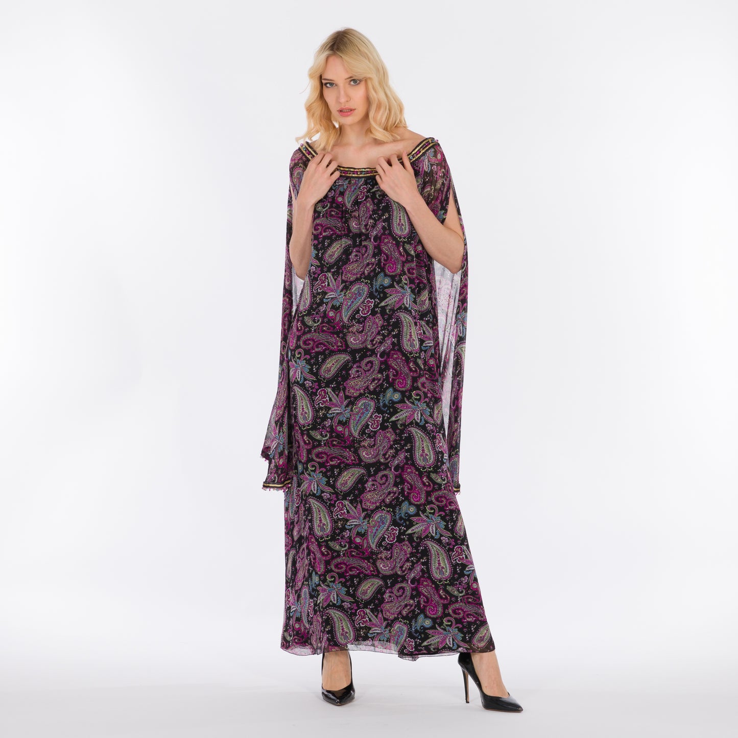 LA REINE - Chiffon purple kaftan