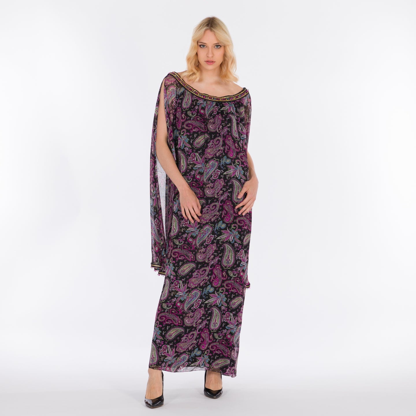 LA REINE - Chiffon purple kaftan