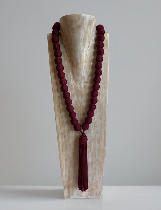 Lavish - Burgundy Moroccan Woven Necklace