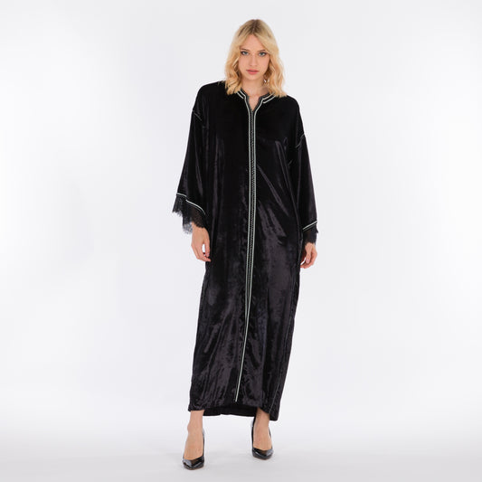 YARAKECH - Black velvet sfifa embroidered kaftan