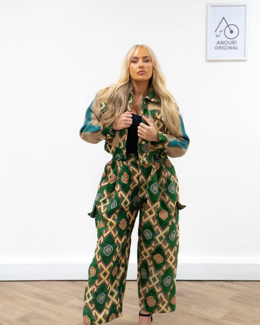 ANOURI - Unisex Green & Gold Carpet Trousers