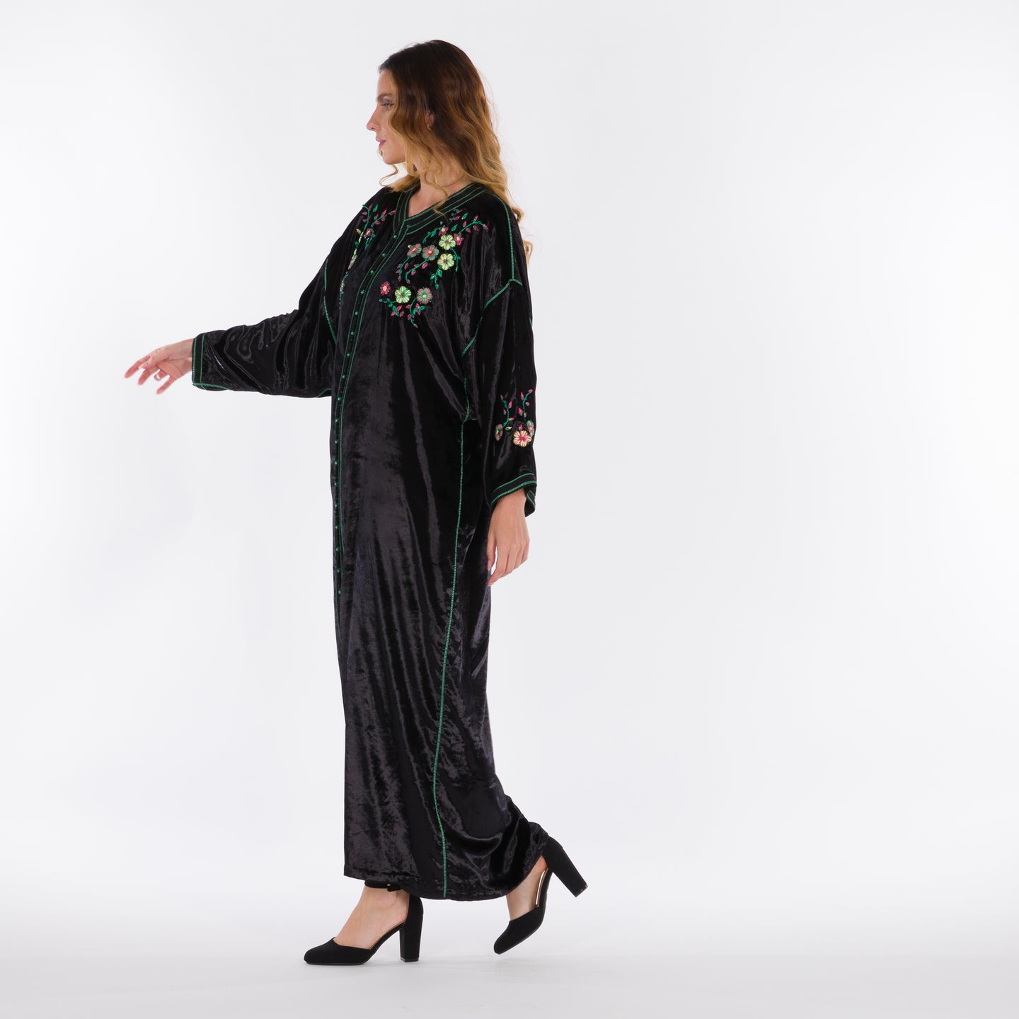 YARAKECH - Black velvet sfifa embroidered kaftan