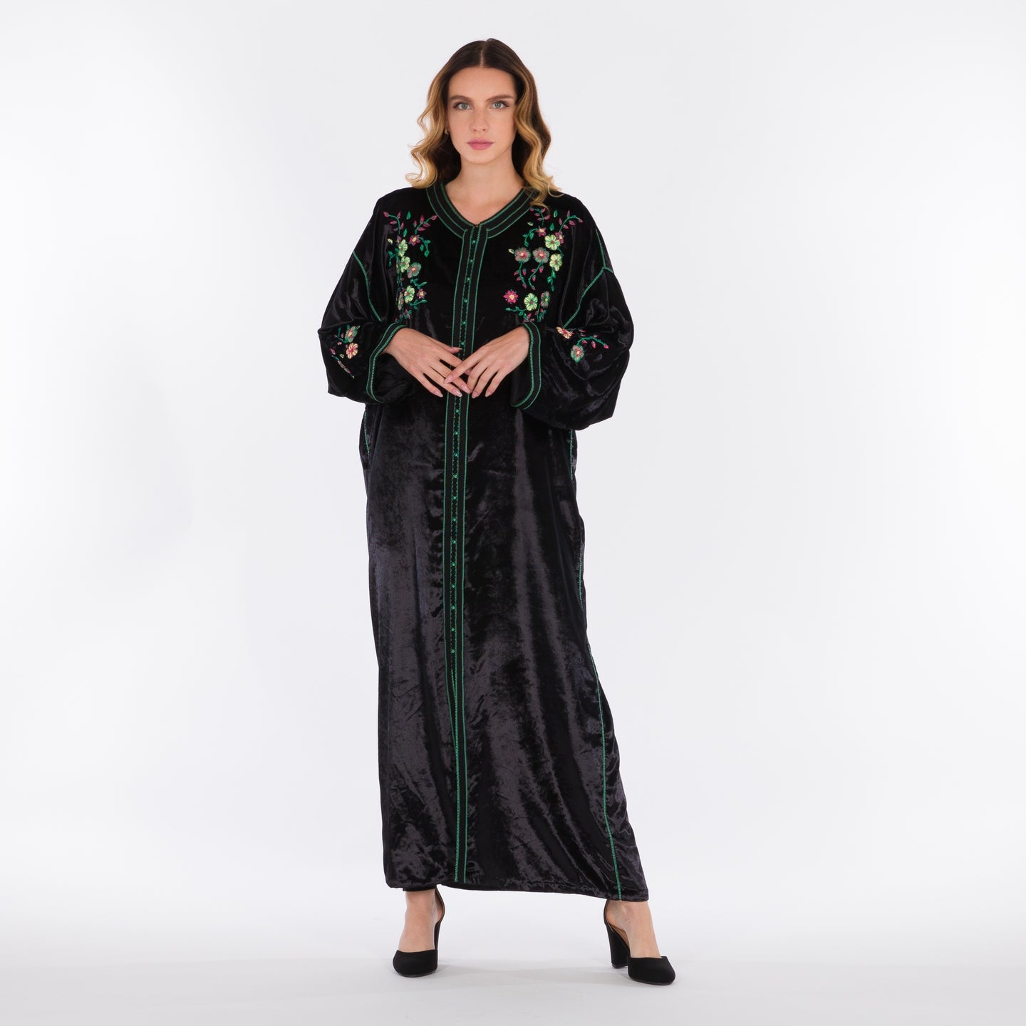 YARAKECH - Black velvet sfifa embroidered kaftan