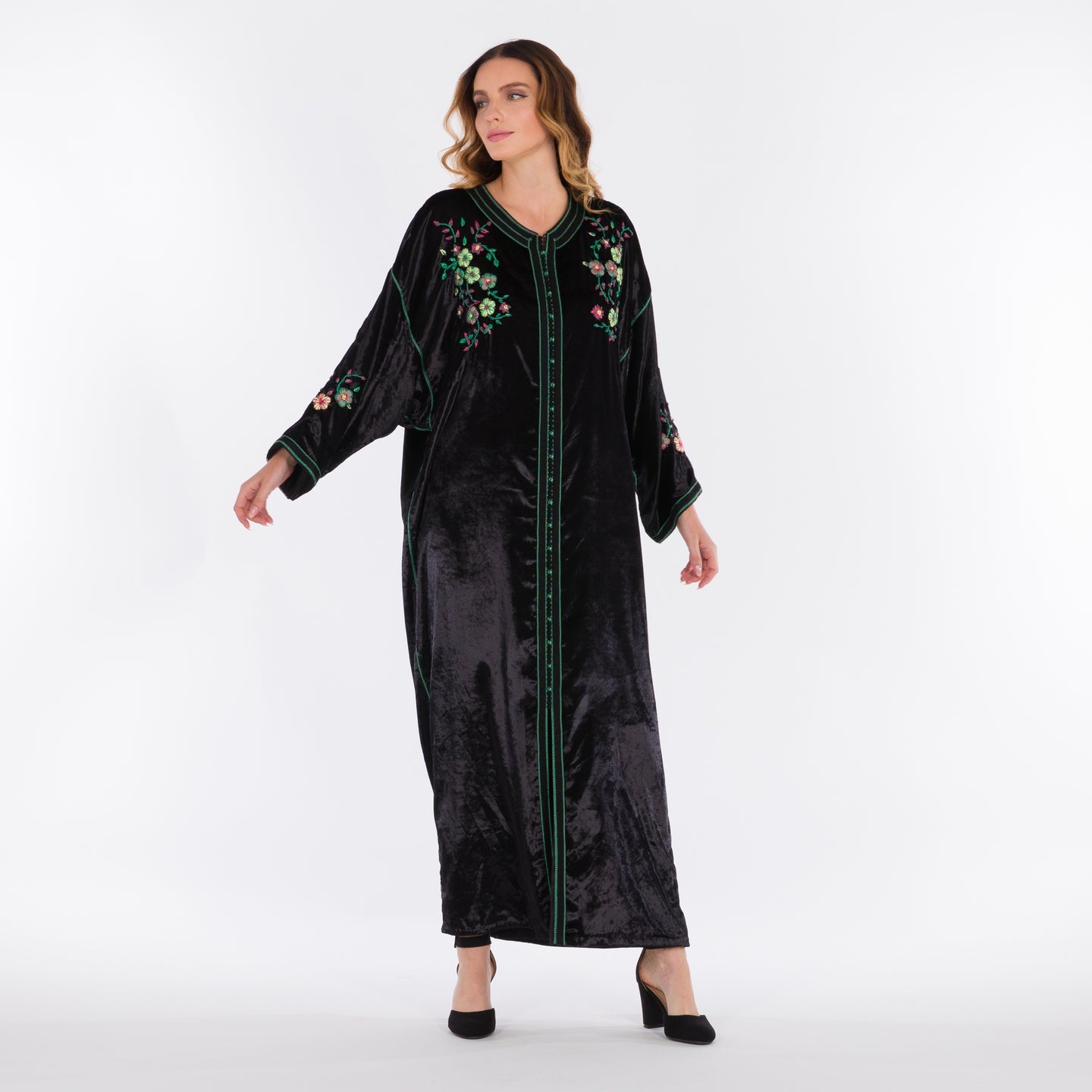 YARAKECH - Black velvet sfifa embroidered kaftan