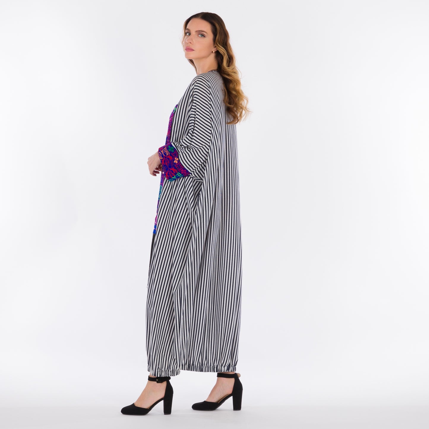 LA REINE - Striped embroidered kaftan