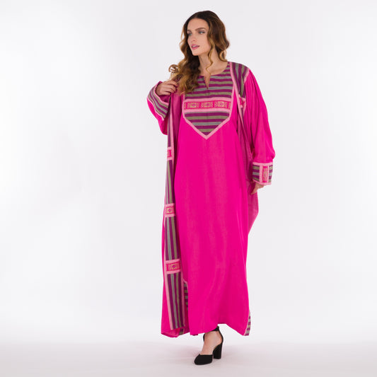 DALSH DESIGNS - Two piece fuchsia kaftan and abaya set