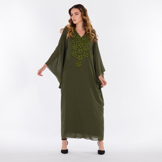 NOBLESSE - Chiffon batwing crochet kaftan