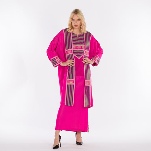 DALSH DESIGNS - Two piece fuchsia kaftan and abaya set