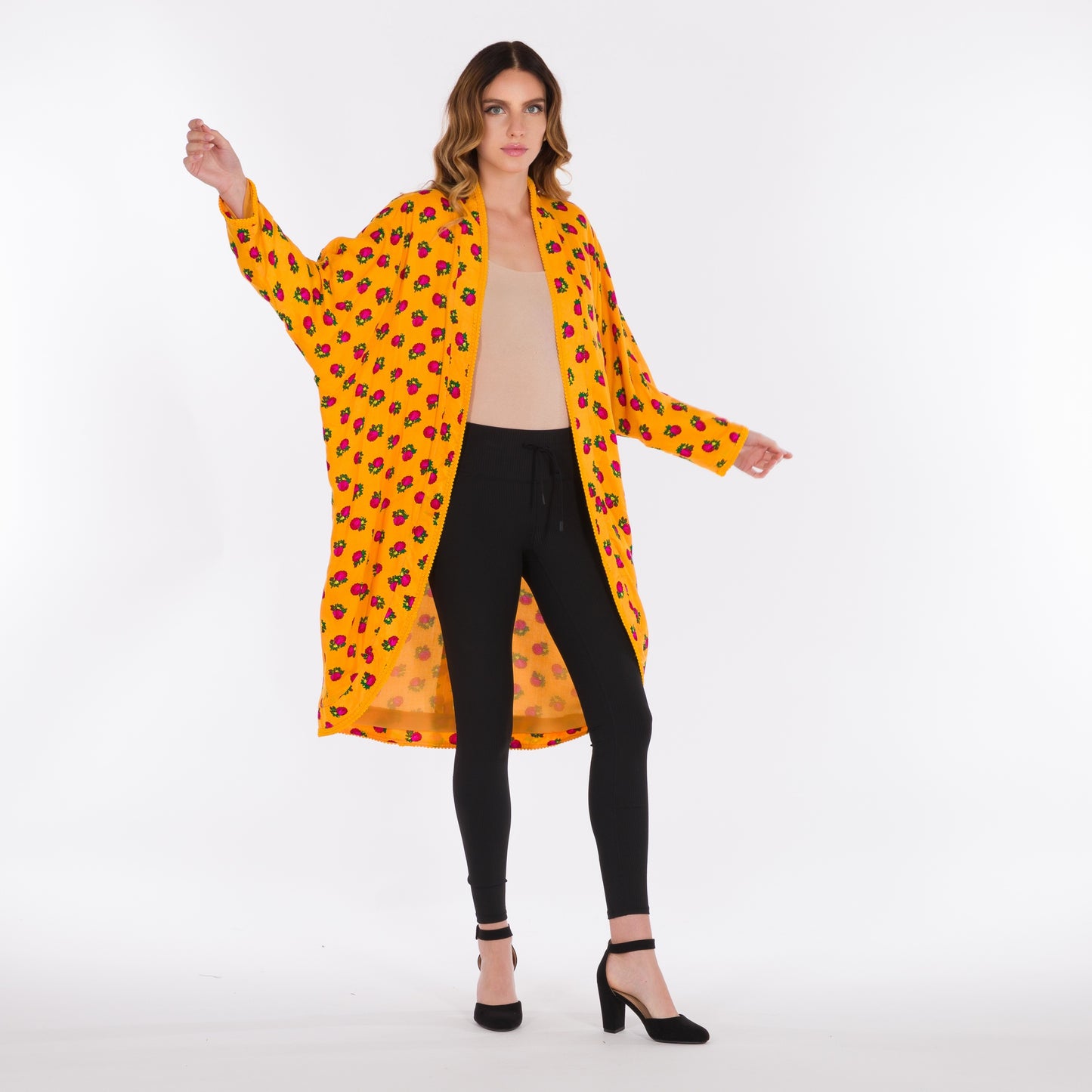 DALSH DESIGNS - Yellow shalky print kimono